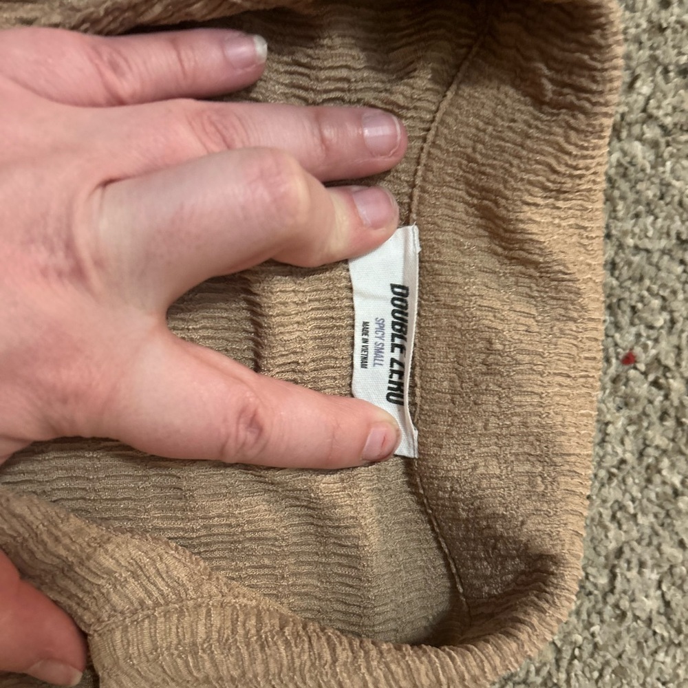 Double Zero Lounge Set Tan Ribbed Button Top & Wi… - image 4